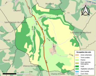 Kolorowa mapa przedstawiająca użytkowanie gruntów.