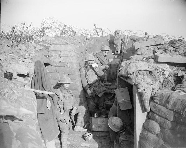Men of the 4th East Lancs at a sap-head, Givenchy, 28 January 1918
