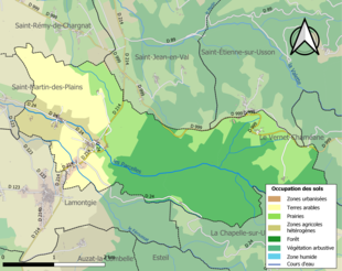 Barevná mapa znázorňující využití půdy.