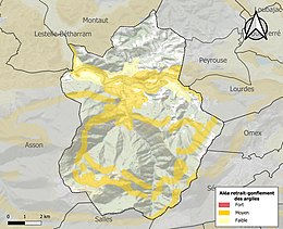 Carte des zones d'aléa retrait-gonflement des sols argileux de Saint-Pé-de-Bigorre.