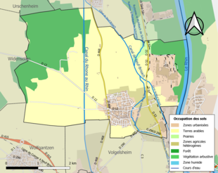 Carte des infrastructures et de l'occupation des sols de la commune en 2018 (CLC).