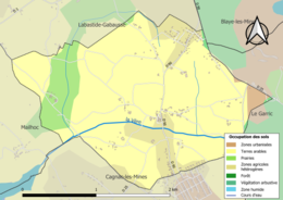 Mapa de colores que muestra el uso de la tierra.