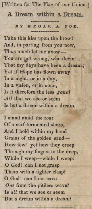 <span class="mw-page-title-main">A Dream Within a Dream</span> Poem by Edgar Allan Poe