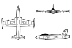 Az MB–326 háromnézeti rajza