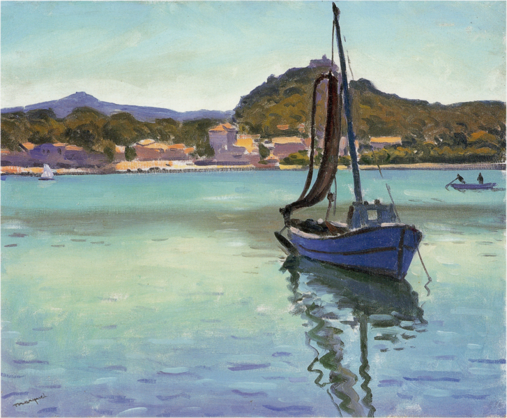 File:AlbertMarquet-UnknownDate-Small Boat at Porquerolles Bay.png