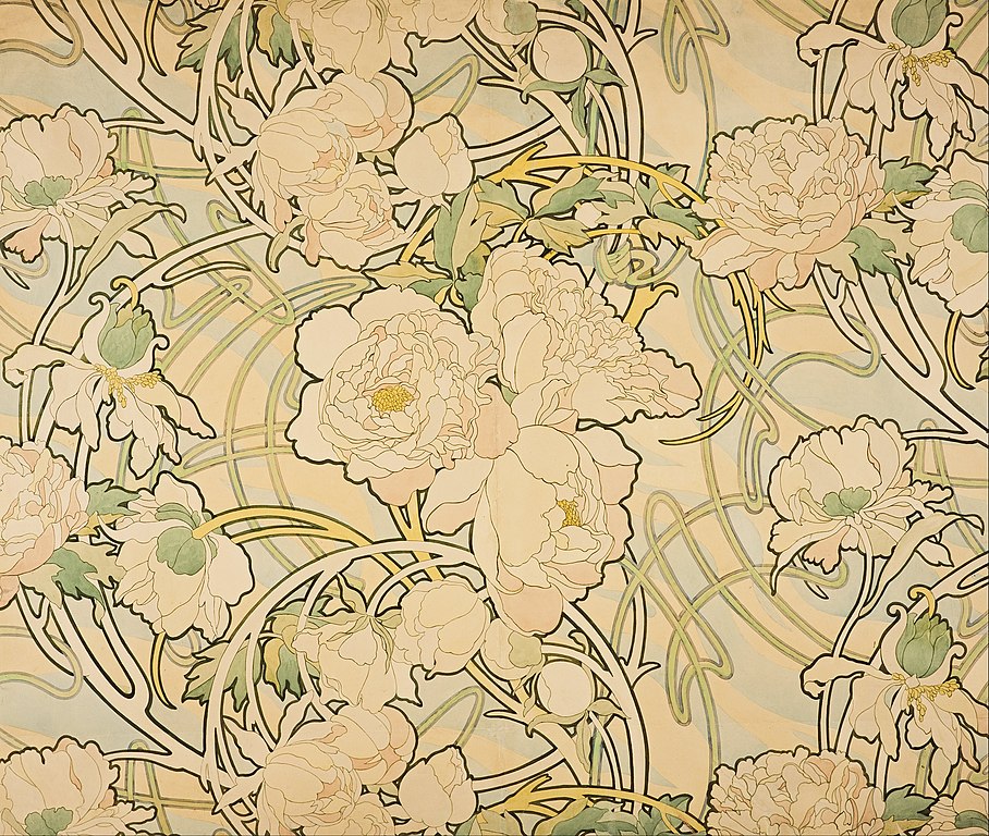 Magnifique "Pivoines" d'Alfons Mucha à la National Gallery d'Edimbourg. 