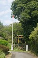 Amenoshirahano shrine - ibaraki - torii with flag - 2019-4-29.jpg