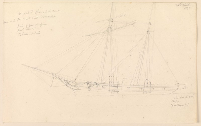 File:Annotated drawing of a schooner, 24 April 1843 RMG PY3775.tiff
