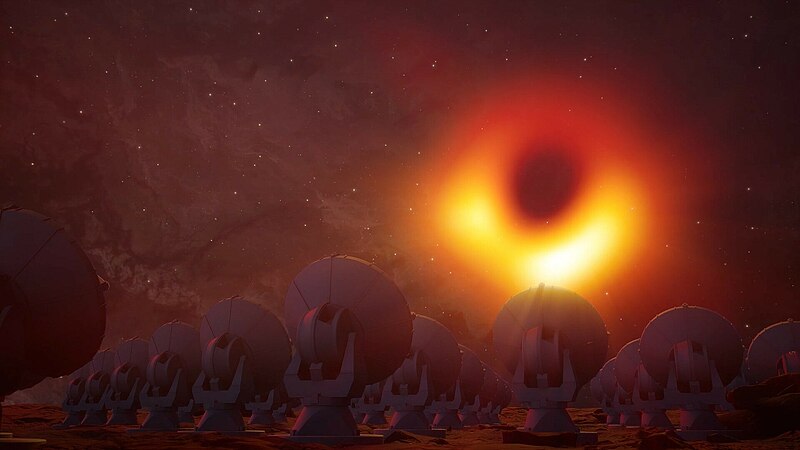 File:Artists rendition with supermassive black hole M87 (Artists rendition with supermassive black hole M87).jpg