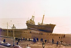 The Athina B aground to the east of the Palace Pier in Brighton Athina B.jpg