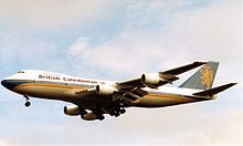 A British Caledonian Boeing 747-200 in 1988.