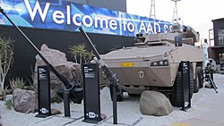 A South African Badger tank destroyer variant along with a 30mm x 173 cannon and a 60mm mortar that can be mounted in a modular combat turret