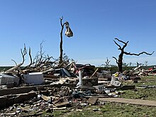 Low-end EF4 damage to a two-story home in Barnsdall, Oklahoma. Barnsdall, OK EF4 Tornado Damage.jpg
