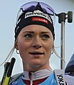 Čeština: Amy Basergová po dojezdu do cíle stíhacího závodu na Světovém poháru v biatlonu v Novém Městě na Moravě 2023 English: Biathlon World Cup in Nové Město na Moravě 2023 – Amy Baserga.