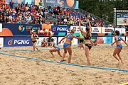 Deutsch: Beachhandball Europameisterschaften 2019 (Beach handball Euro); Tag 6: 7. Juli 2019 – Spiel um Platz Drei, Frauen, Kroatien-Niederlande 0:2 (14:23, 20:22) English: Beach handball Euro; Day 6: 7 July 2019 – Women's Bronze Medal Match – Croatia-Netherlands 0:2 (14:23, 20:22)