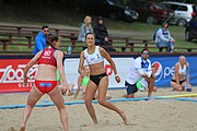 Deutsch: Beachhandball Europameisterschaften 2019 (Beach handball Euro); Tag 3: 4. Juli 2019 – Frauen, Platzierungsrunde Gruppe IV, Russland-Slowenien 2:0 (18:11, 20:16) English: Beach handball Euro; Day 3: 4 July 2019 – Women Consolation Round Group IV – Russia-Slovenia 2:0 (18:11, 20:16)