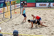 Deutsch: Beachhandball Europameisterschaften 2019 (Beach handball Euro); Tag 2: 3. Juli 2019 – Männer, Vorrunde Gruppe A, Spanien-Norwegen 1:2 (22:26, 28:22, 8:10) English: Beach handball Euro; Day 2: 3 July 2019 – Men Preliminary Round Group A - Spain-Norway 1:2 (22:26, 28:22, 8:10)