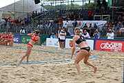 Deutsch: Beachhandball Europameisterschaften 2019 (Beach handball Euro); Tag 5: 6. Juli 2019 – Frauen, Halbfinale, Kroatien-Dänemark 1:2 (12:19, 17:10, 4:7) English: Beach handball Euro; Day 5: 6 July 2019 – Semifinal Men – Croatia-Denmark 1:2 (12:19, 17:10, 4:7)