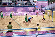 Deutsch: Beachhandball bei den Olympischen Jugendspielen 2018; Tag 6, 12. Oktober 2018; Jungen, Platzierungssspiel Ränge 5-6 – Thailand-Ungarn 0:2 English: Beach handball at the 2018 Summer Youth Olympics at 12 October 2018 – Boy's Placement Match 5-6 – Thailan-Hungary 0:2