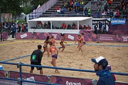 Deutsch: Beachhandball bei den Olympischen Jugendspielen 2018; Tag 5, 10. November 2018; Mädchen, Hauptrunde - Chinese Taipei (Taiwan)-Niederlande 1:2 English: Beach handball at the 2018 Summer Youth Olympics at 11 October 2018 – Girls Main Round – Chinese Taipei (Taiwan)-Netherlands 1:2