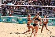 Deutsch: Beachvolleyball bei den Olympischen Jugendspielen 2018; Tag 11, 17. Oktober 2018; Jungen, Spiel um Platz 3 – USA (Devon Newberry/Lindsey Sparks)-Norwegen (Emilie Olimstad/Frida Berntsen) 1:2 (21–1/13–21/9–15) English: Beach volleyball at the 2018 Summer Youth Olympics at 17 October 2018 – Bronze Medal Match – USA (Devon Newberry/Lindsey Sparks)-Norway (Emilie Olimstad/Frida Berntsen) 1:2 (21–1/13–21/9–15)