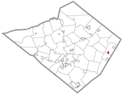 Location of Bechtelsville in Berks County, Pennsylvania.