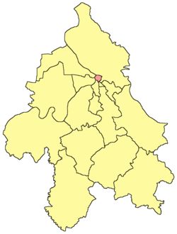 ベオグラードにおけるスタリ・グラード区の位置の位置図