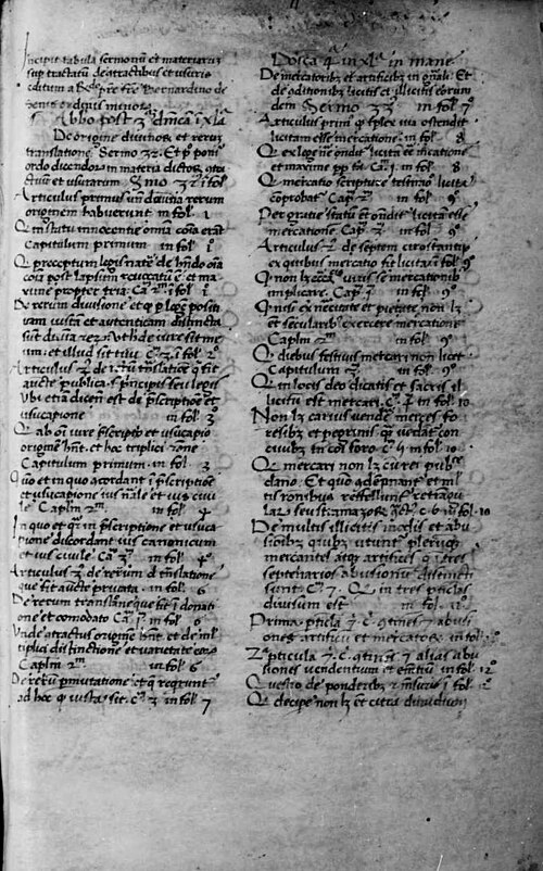 St. Bernardino of Siena, treatise on contracts and usury (Tractatus de contractis et usuris), manuscript, 15th century