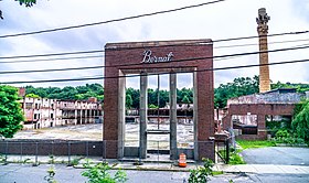 Bernat Mill ruins in 2020 Bernat Mill, Uxbridge, Massachusetts.jpg