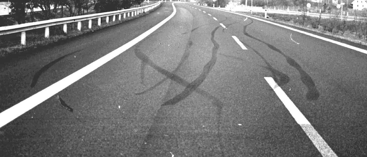 Skid marks Skidmarks at the end of a road, No Name Key, Florida