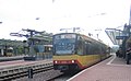 station of Bretten with accelerated train (twin car), destination Heilbronn, August 2005