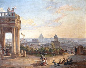 View of Rome, from a Palazzo, with Figures and Goats