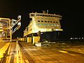 1ère escale nocturne du Côte des Dunes, ex Rodin de MyFerryLink, au Port de Calais.Photo prise le 10/02/2016 à Calais