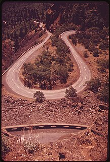 Hairpin turn acute curve (often one of a series) in a road, especially on a steep incline