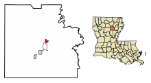 Caldwell Parish Louisiana Zonele încorporate și necorporate Columbia Highlighted.svg
