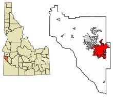 Canyon County Idaho Incorporated and Unincorporated areas Nampa Highlighted 1656260.svg