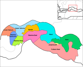 Harta districtelor diviziunii Central River