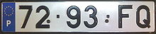 Type of licence plate issued between 1992 and 2005, before the introduction of the yellow ribbon in 1998. Chapa92-98.jpg