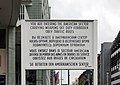 * Nomination Sign at Checkpoint Charlie in Berlin (Germany). --Gzen92 14:58, 24 March 2020 (UTC) * Promotion Perhpas straightening the right side would bring it to QI mark --Podzemnik 05:29, 25 March 2020 (UTC)  Done A little better i hope, Gzen92 13:08, 25 March 2020 (UTC)  Support QI to me --Podzemnik 05:11, 27 March 2020 (UTC)