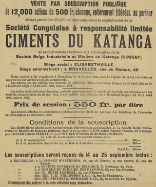 <span class="mw-page-title-main">Ciments du Katanga</span> Cement company in the Democratic Republic of the Congo