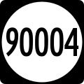 600 mm by 600 mm (24 in by 24 in) circular route shield, made to the specifications of the Manual on Uniform Traffic Control Devices (MUTCD), 2003 Edition (sign M1-5). Uses the Roadgeek 2005 fonts. (United States law does not permit the copyrighting of typeface designs, and the fonts are meant to be copies of a U.S. Government-produced work anyway.)