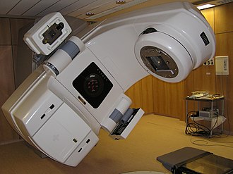 Photo of a gantry turned to an angle of about 45deg Clinac.jpg