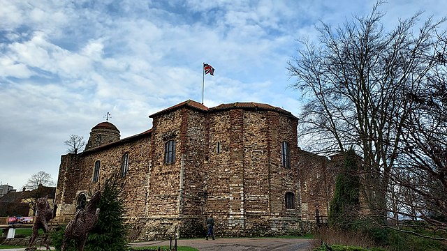 Colchester Castle, south front and south-east corner showing the apse