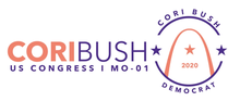 Logo for Bush's 2020 congressional campaign Cori Bush 2020 salmon purple logo.png