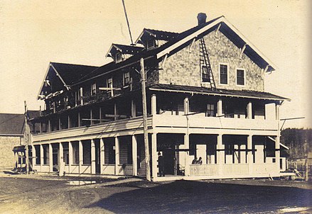 The Courtenay Hotel c 1880, centre of the old townsite on the east side of the Courtenay River, and regularly flooded by king tides and spring run-off