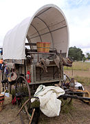 Covered wagon display at the Texas Parks and Wildlife Expo 2007 in Austin, Texas