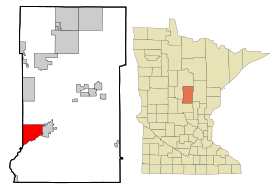 Crow Wing County Minnesota Incorporated and Unincorporated areas Baxter Highlighted.svg