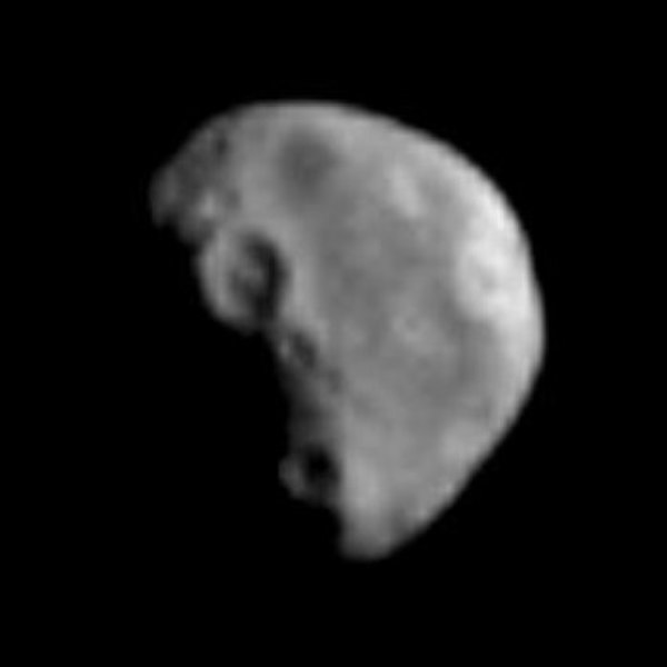 Highest-resolution image of Dactyl, recorded while Galileo was about 3,900 km away from the moon
