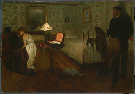 Interior (o estupro), pintura de Edgar Degas (1834-1917)