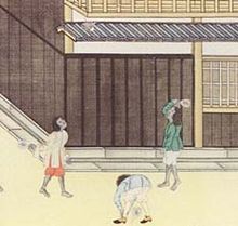 Scene of badminton playing in Dejima, ca. 18th century